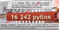 О минимальной заработной плате с 1 января 2023 года